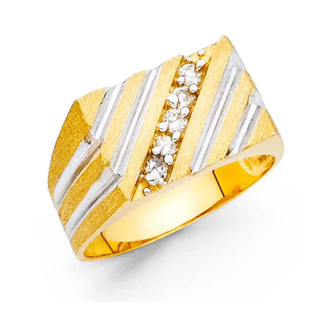 14K Yellow Gold CZ Men's Ring